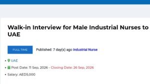 UAE Industrial Nurse Recruitment-2026 Apply Now